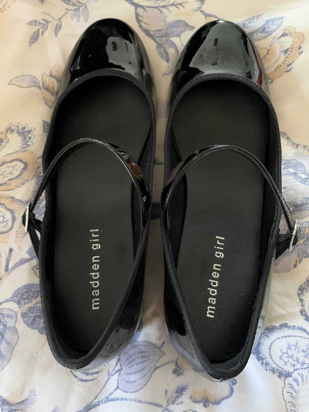 Madden Girl Glossy Black Patent Mary Jane Flats